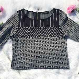Ivanka Trump Line Geometric Black Sleeve Sweater